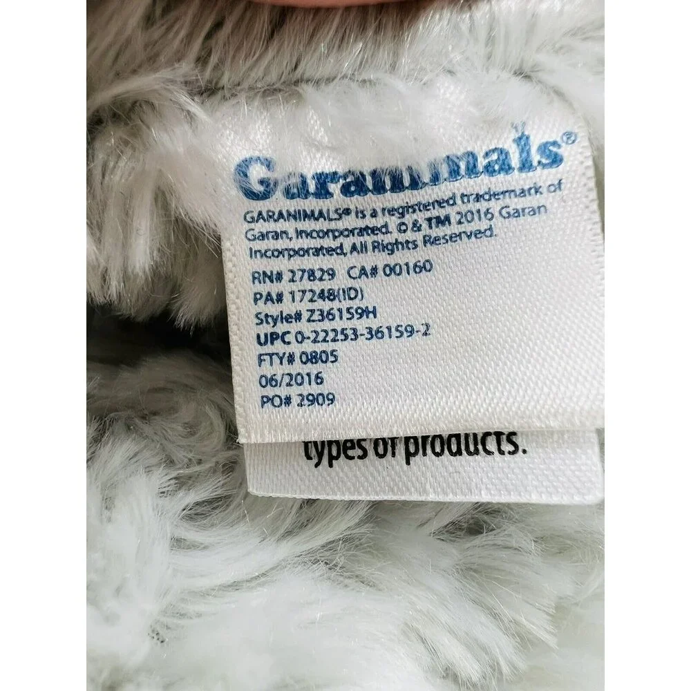 Garanimals Elephant Plush Gray Mint Green Ears Bow‎ Swirl Fur Sewn Eyes with Tag